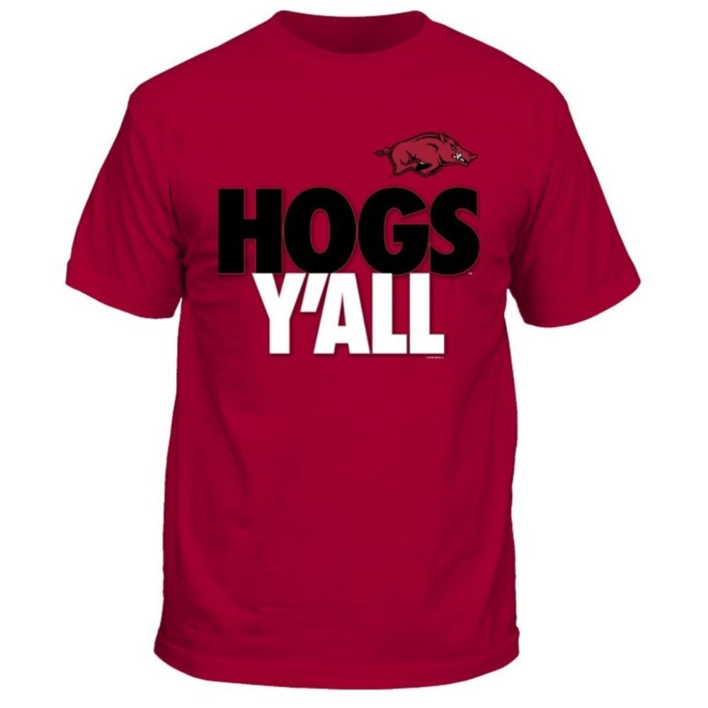 Arkansas Razorbacks T-Shirt - Hogs Yall - Logo - Y'all - Short Sleeve